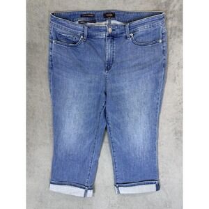 NYDJ Jeans Womens 16 Blue Light Wash Marilyn Straight High Rise Cuffed Coolmax